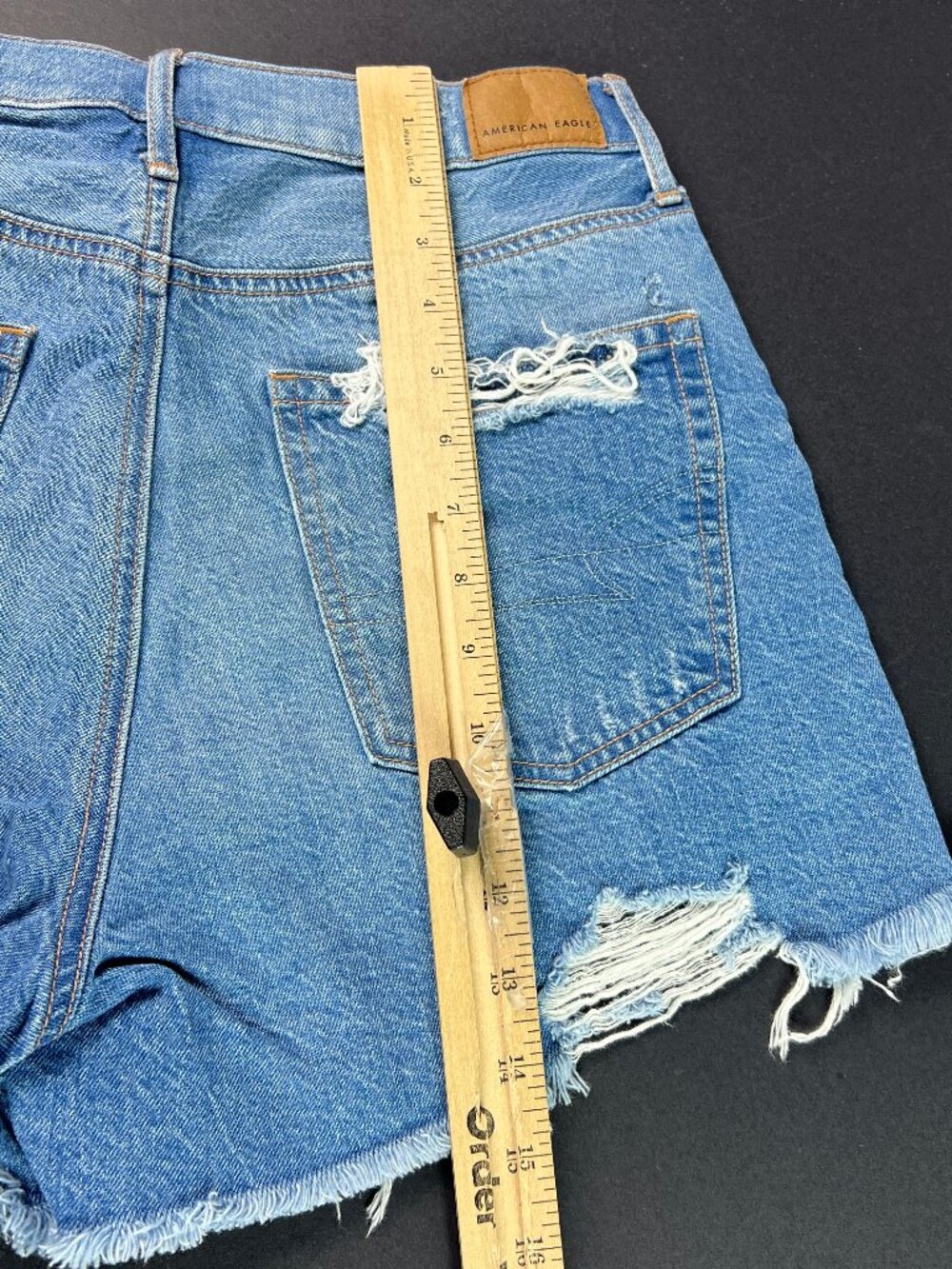 American Eagle Short Women 28* 90s Boyfriend High Rise Blue Cut Off  Jort Tag 8 - Picture 10 of 16